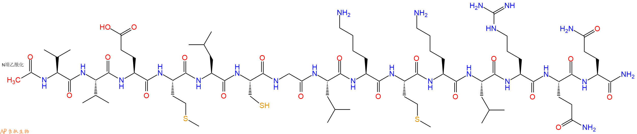 专肽生物产品Ac-Val-Val-Glu-Met-Leu-Cys-Gly-Leu-Lys-Met-Lys-Leu-Arg-Gln-Gln-CONH2