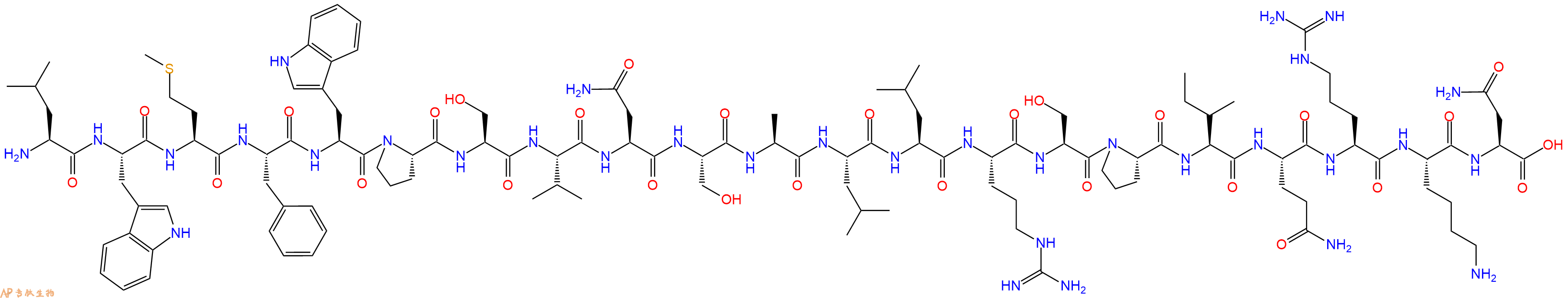 专肽生物产品H2N-Leu-Trp-Met-Phe-Trp-Pro-Ser-Val-Asn-Ser-Ala-Leu-Leu-Arg-Ser-Pro-Ile-Gln-Arg-Lys-Asn-OH