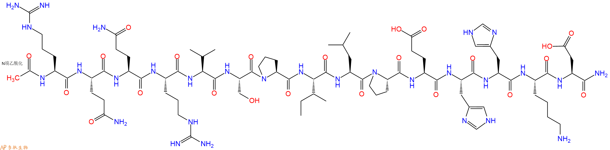 专肽生物产品Ac-Arg-Gln-Gln-Arg-Val-Ser-Pro-Ile-Leu-Pro-Glu-His-His-Lys-Asp-CONH2