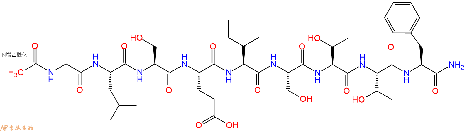 专肽生物产品Ac-Gly-Leu-Ser-Glu-Ile-Ser-Thr-Thr-Phe-CONH2