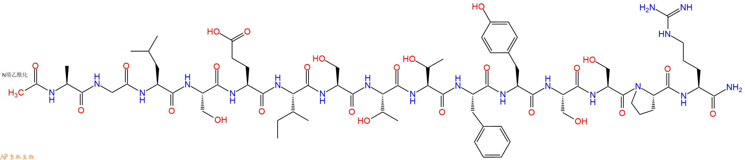 专肽生物产品Ac-Ala-Gly-Leu-Ser-Glu-Ile-Ser-Thr-Thr-Phe-Tyr-Ser-Ser-Pro-Arg-CONH2