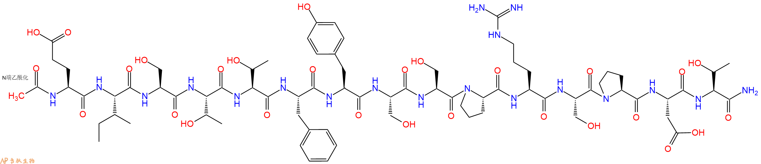 专肽生物产品Ac-Glu-Ile-Ser-Thr-Thr-Phe-Tyr-Ser-Ser-Pro-Arg-Ser-Pro-Asp-Thr-CONH2