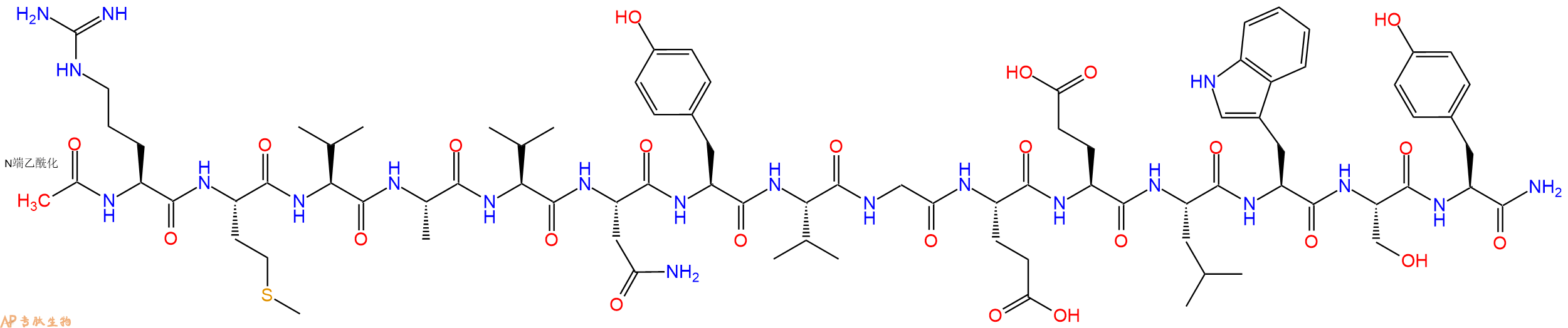 专肽生物产品Ac-Arg-Met-Val-Ala-Val-Asn-Tyr-Val-Gly-Glu-Glu-Leu-Trp-Ser-Tyr-CONH2