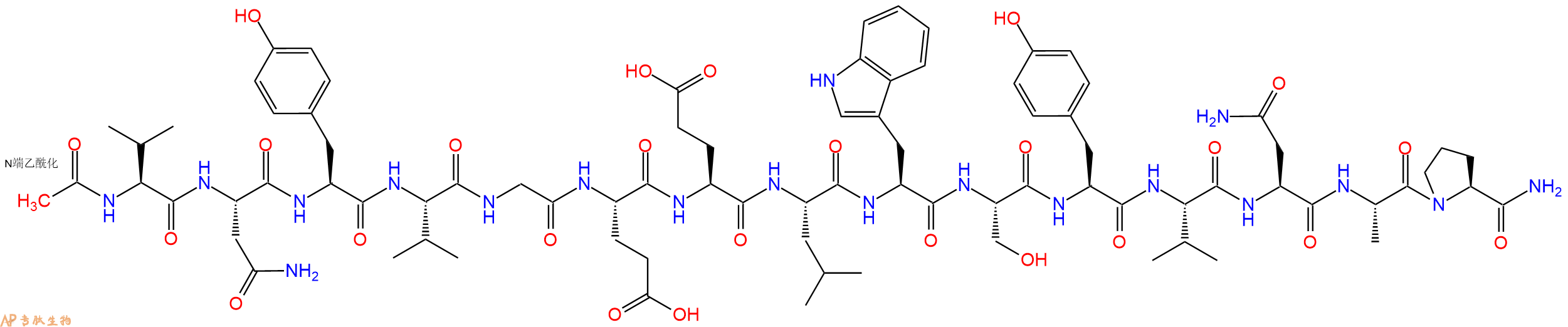 专肽生物产品Ac-Val-Asn-Tyr-Val-Gly-Glu-Glu-Leu-Trp-Ser-Tyr-Val-Asn-Ala-Pro-CONH2