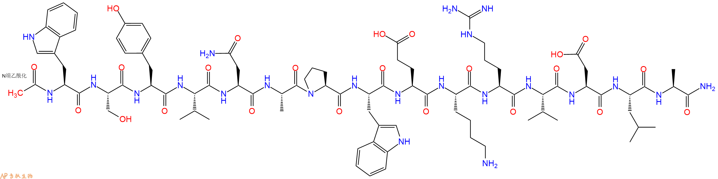 专肽生物产品Ac-Trp-Ser-Tyr-Val-Asn-Ala-Pro-Trp-Glu-Lys-Arg-Val-Asp-Leu-Ala-CONH2