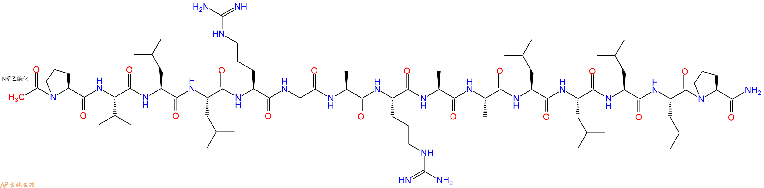 专肽生物产品Ac-Pro-Val-Leu-Leu-Arg-Gly-Ala-Arg-Ala-Ala-Leu-Leu-Leu-Leu-Pro-CONH2