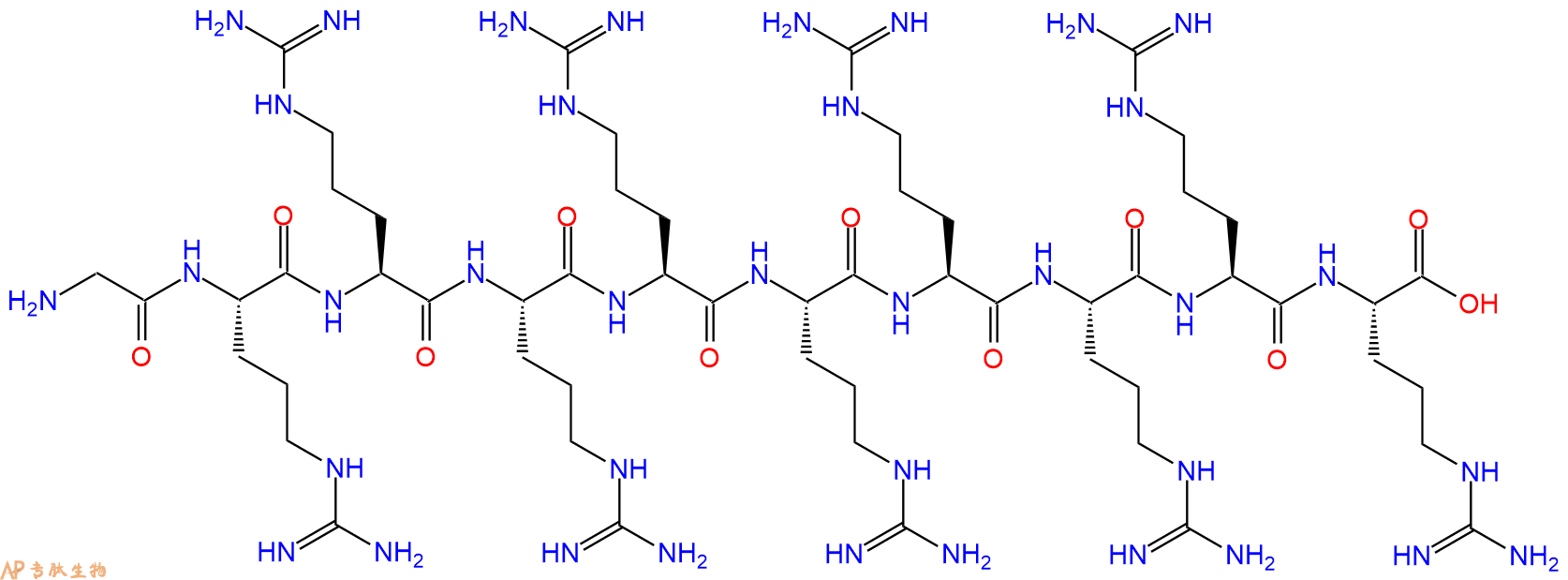 专肽生物产品H2N-Gly-Arg-Arg-Arg-Arg-Arg-Arg-Arg-Arg-Arg-OH
