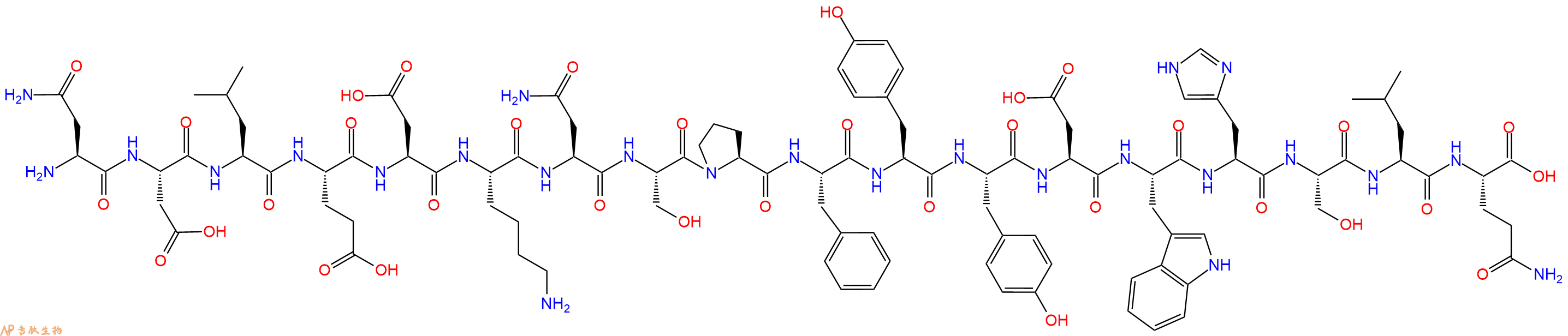 专肽生物产品H2N-Asn-Asp-Leu-Glu-Asp-Lys-Asn-Ser-Pro-Phe-Tyr-Tyr-Asp-Trp-His-Ser-Leu-Gln-OH