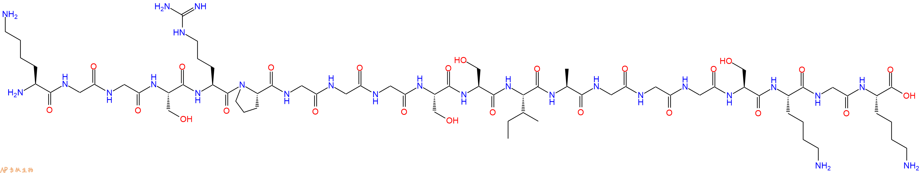 专肽生物产品H2N-Lys-Gly-Gly-Ser-Arg-Pro-Gly-Gly-Gly-Ser-Ser-Ile-Ala-Gly-Gly-Gly-Ser-Lys-Gly-Lys-OH