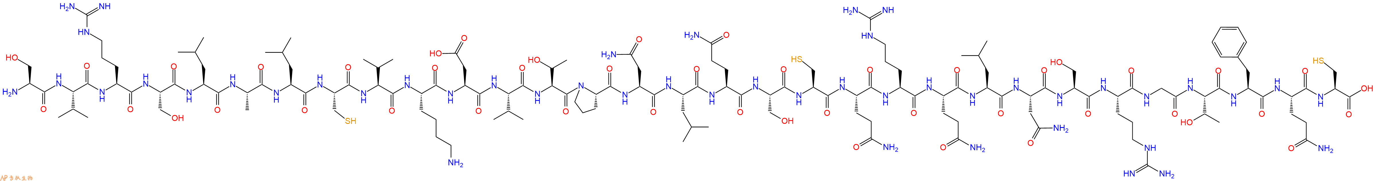 专肽生物产品H2N-Ser-Val-Arg-Ser-Leu-Ala-Leu-Cys-Val-Lys-Asp-Val-Thr-Pro-Asn-Leu-Gln-Ser-Cys-Gln-Arg-Gln-Leu-Asn-Ser-Arg-Gly-Thr-Phe-Gln-Cys-OH