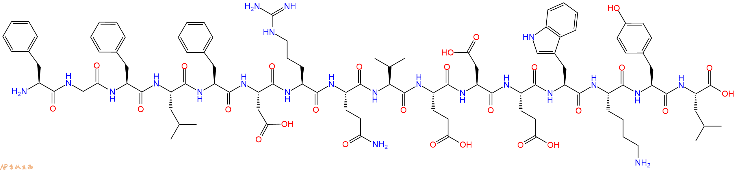 专肽生物产品H2N-Phe-Gly-Phe-Leu-Phe-Asp-Arg-Gln-Val-Glu-Asp-Glu-Trp-Lys-Tyr-Leu-OH