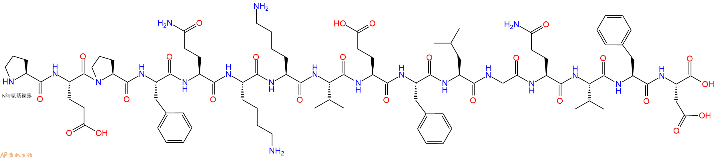 专肽生物产品H2N-Pro-Glu-Pro-Phe-Gln-Lys-Lys-Val-Glu-Phe-Leu-Gly-Gln-Val-Phe-Asp-OH