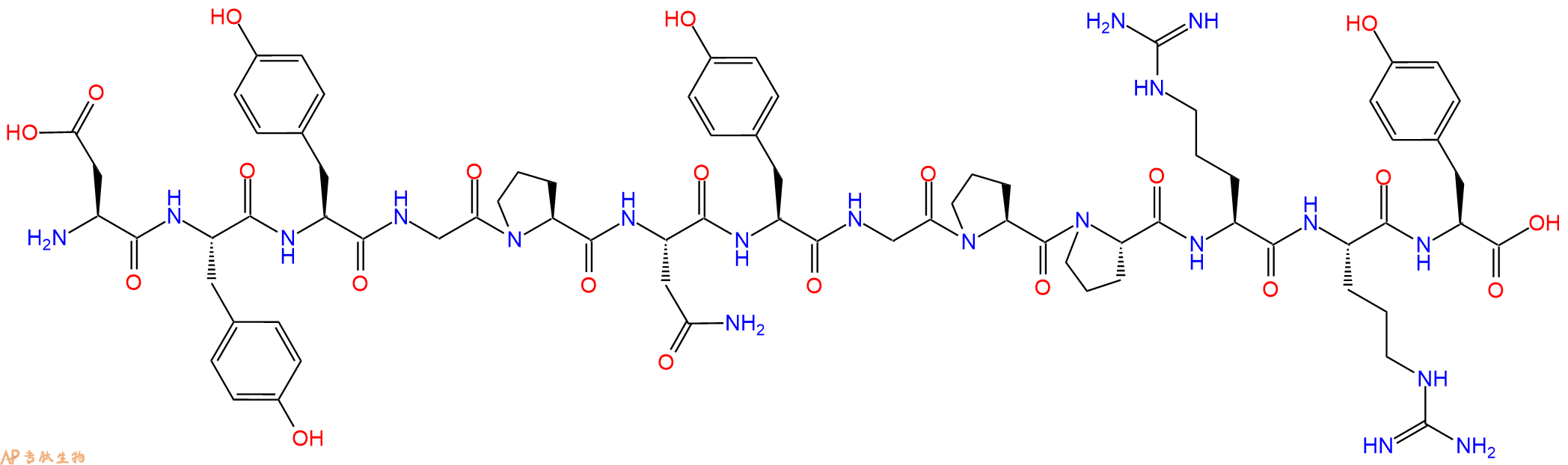 专肽生物产品H2N-Asp-Tyr-Tyr-Gly-Pro-Asn-Tyr-Gly-Pro-Pro-Arg-Arg-Tyr-OH