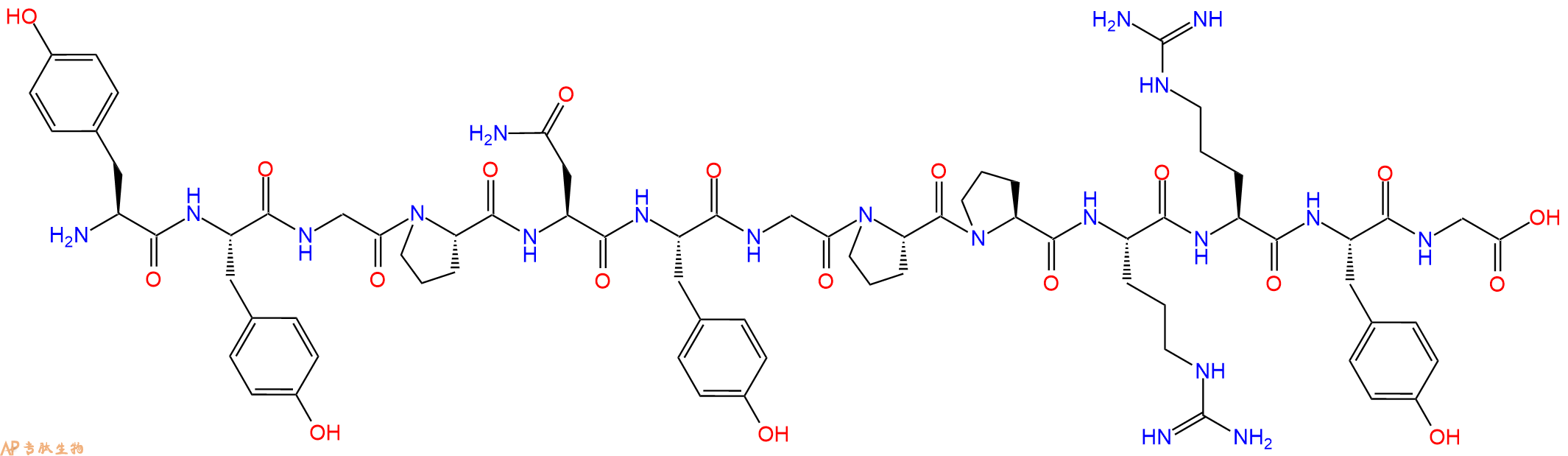 专肽生物产品H2N-Tyr-Tyr-Gly-Pro-Asn-Tyr-Gly-Pro-Pro-Arg-Arg-Tyr-Gly-OH
