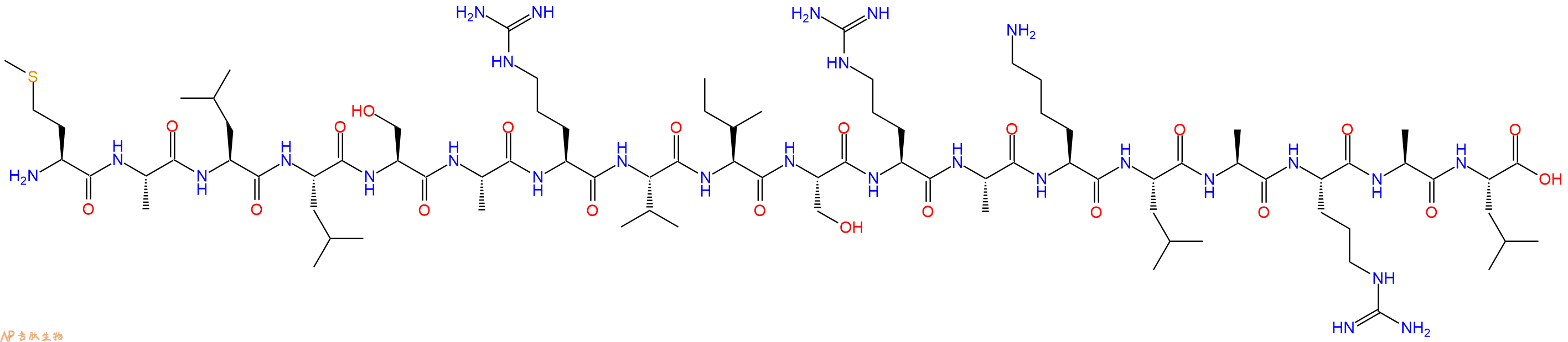 专肽生物产品H2N-Met-Ala-Leu-Leu-Ser-Ala-Arg-Val-Ile-Ser-Arg-Ala-Lys-Leu-Ala-Arg-Ala-Leu-OH