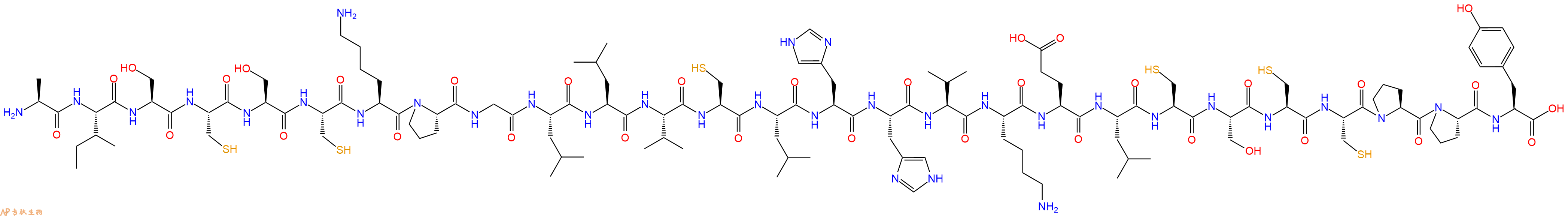 专肽生物产品H2N-Ala-Ile-Ser-Cys-Ser-Cys-Lys-Pro-Gly-Leu-Leu-Val-Cys-Leu-His-His-Val-Lys-Glu-Leu-Cys-Ser-Cys-Cys-Pro-Pro-Tyr-OH