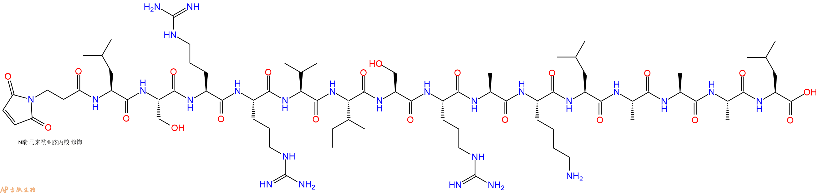 专肽生物产品3Mal-Leu-Ser-Arg-Arg-Val-Ile-Ser-Arg-Ala-Lys-Leu-Ala-Ala-Ala-Leu-OH