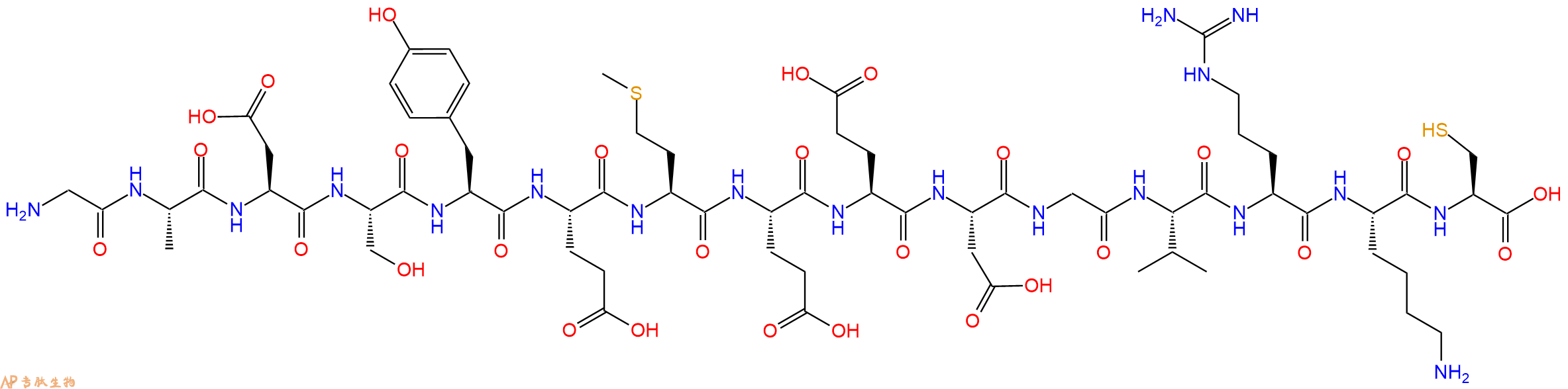 专肽生物产品H2N-Gly-Ala-Asp-Ser-Tyr-Glu-Met-Glu-Glu-Asp-Gly-Val-Arg-Lys-Cys-OH