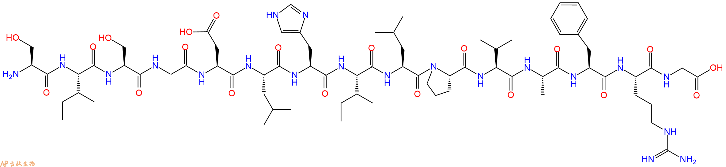 专肽生物产品H2N-Ser-Ile-Ser-Gly-Asp-Leu-His-Ile-Leu-Pro-Val-Ala-Phe-Arg-Gly-OH