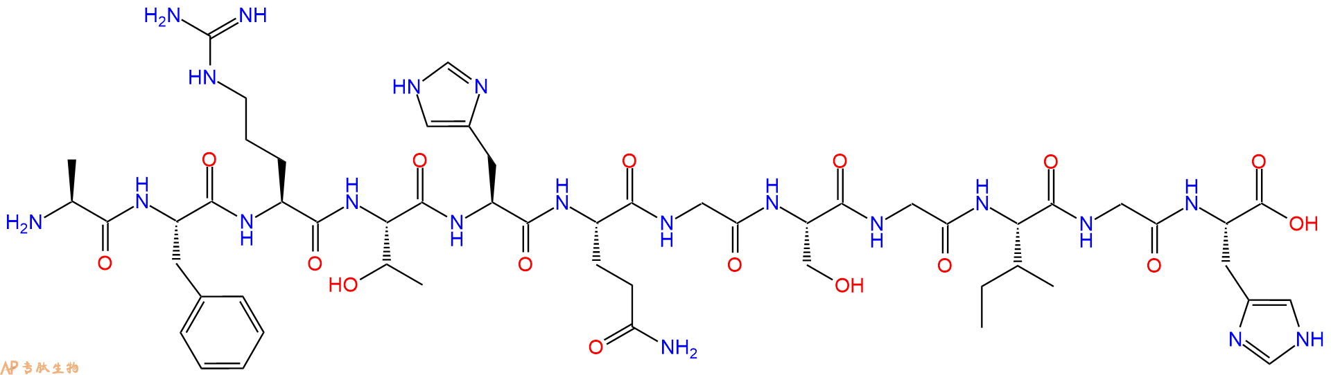 专肽生物产品H2N-Ala-Phe-Arg-Thr-His-Gln-Gly-Ser-Gly-Ile-Gly-His-OH
