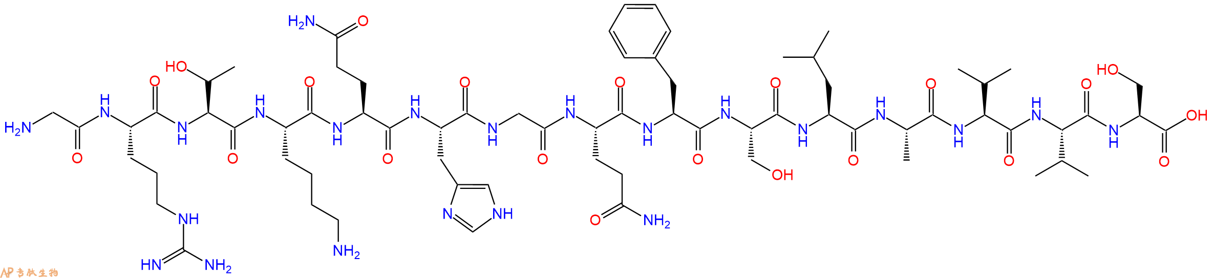 专肽生物产品H2N-Gly-Arg-Thr-Lys-Gln-His-Gly-Gln-Phe-Ser-Leu-Ala-Val-Val-Ser-OH
