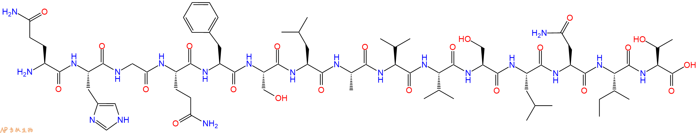 专肽生物产品H2N-Gln-His-Gly-Gln-Phe-Ser-Leu-Ala-Val-Val-Ser-Leu-Asn-Ile-Thr-OH