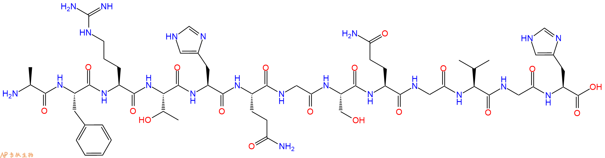 专肽生物产品H2N-Ala-Phe-Arg-Thr-His-Gln-Gly-Ser-Gln-Gly-Val-Gly-His-OH