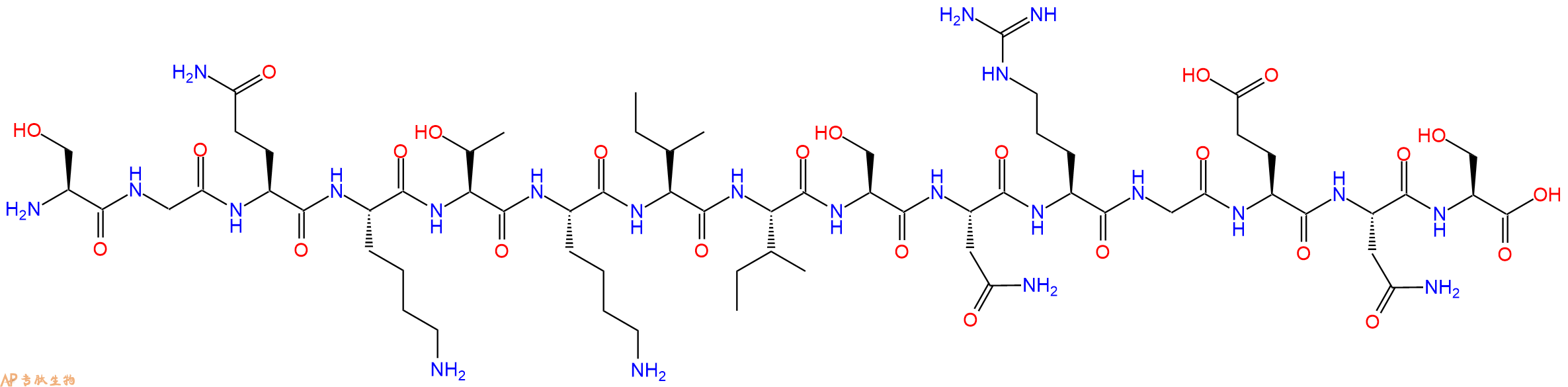 专肽生物产品H2N-Ser-Gly-Gln-Lys-Thr-Lys-Ile-Ile-Ser-Asn-Arg-Gly-Glu-Asn-Ser-OH