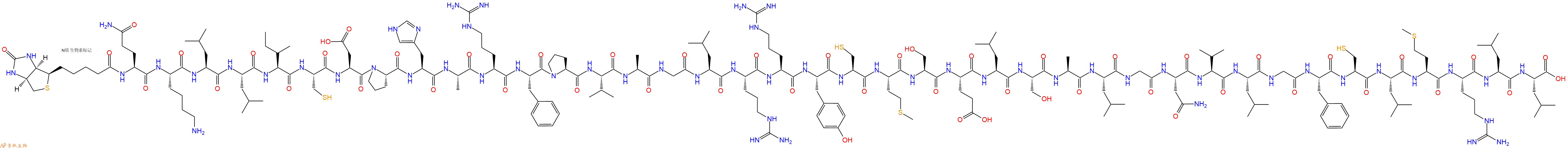 专肽生物产品Biotinyl-Gln-Lys-Leu-Leu-Ile-Cys-Asp-Pro-His-Ala-Arg-Phe-Pro-Val-Ala-Gly-Leu-Arg-Arg-Tyr-Cys-Met-Ser-Glu-Leu-Ser-Ala-Leu-Gly-Asn-Val-Leu-Gly-Phe-Cys-Leu-Met-Arg-Leu-Leu-OH