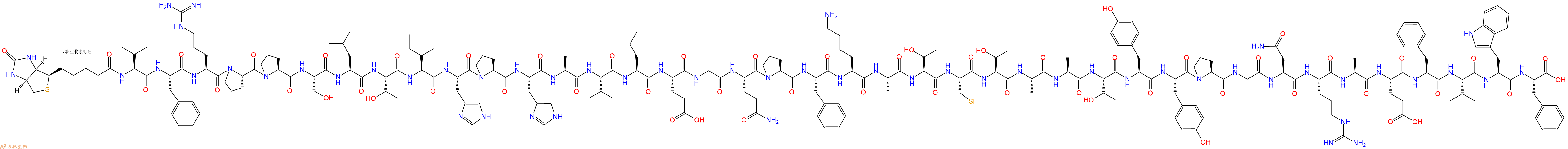 专肽生物产品Biotinyl-Val-Phe-Arg-Pro-Pro-Ser-Leu-Thr-Ile-His-Pro-His-Ala-Val-Leu-Glu-Gly-Gln-Pro-Phe-Lys-Ala-Thr-Cys-Thr-Ala-Ala-Thr-Tyr-Tyr-Pro-Gly-Asn-Arg-Ala-Glu-Phe-Val-Trp-Phe-OH