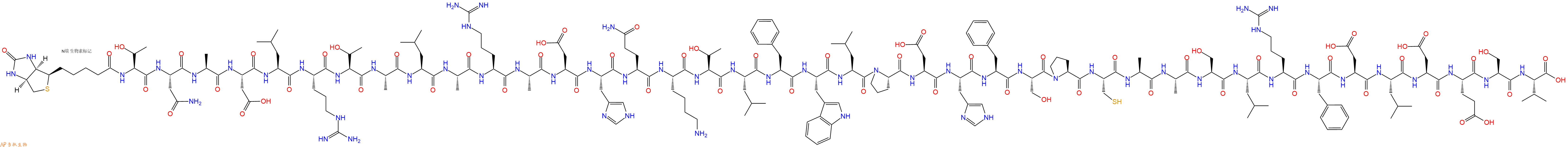 专肽生物产品Biotinyl-Thr-Asn-Ala-Asp-Leu-Arg-Thr-Ala-Leu-Ala-Arg-Ala-Asp-His-Gln-Lys-Thr-Leu-Phe-Trp-Leu-Pro-Asp-His-Phe-Ser-Pro-Cys-Ala-Ala-Ser-Leu-Arg-Phe-Asp-Leu-Asp-Glu-Ser-Val-OH
