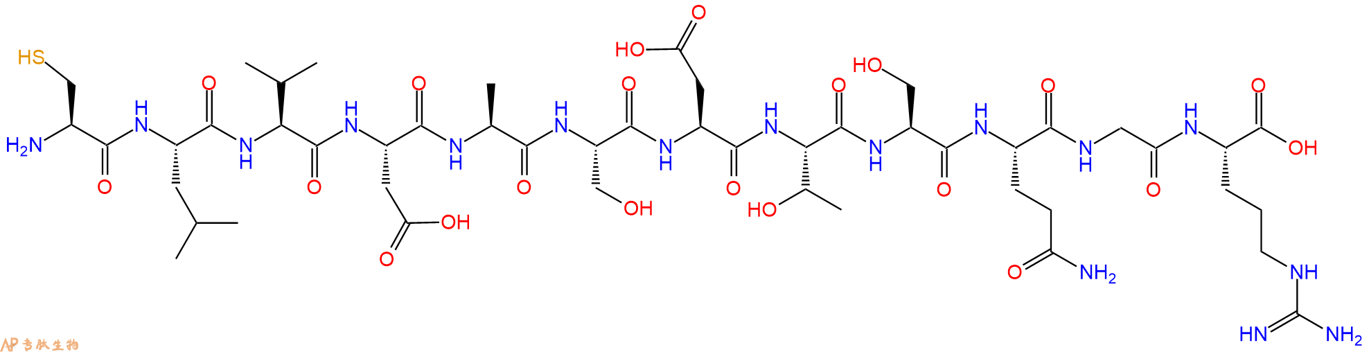 专肽生物产品H2N-Cys-Leu-Val-Asp-Ala-Ser-Asp-Thr-Ser-Gln-Gly-Arg-OH