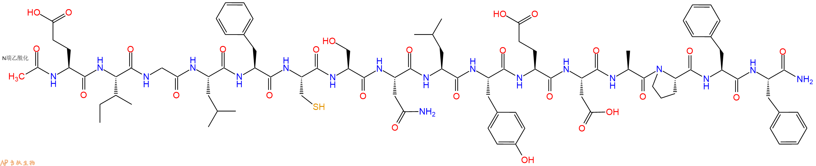 专肽生物产品Ac-Glu-Ile-Gly-Leu-Phe-Cys-Ser-Asn-Leu-Tyr-Glu-Asp-Ala-Pro-Phe-Phe-CONH2