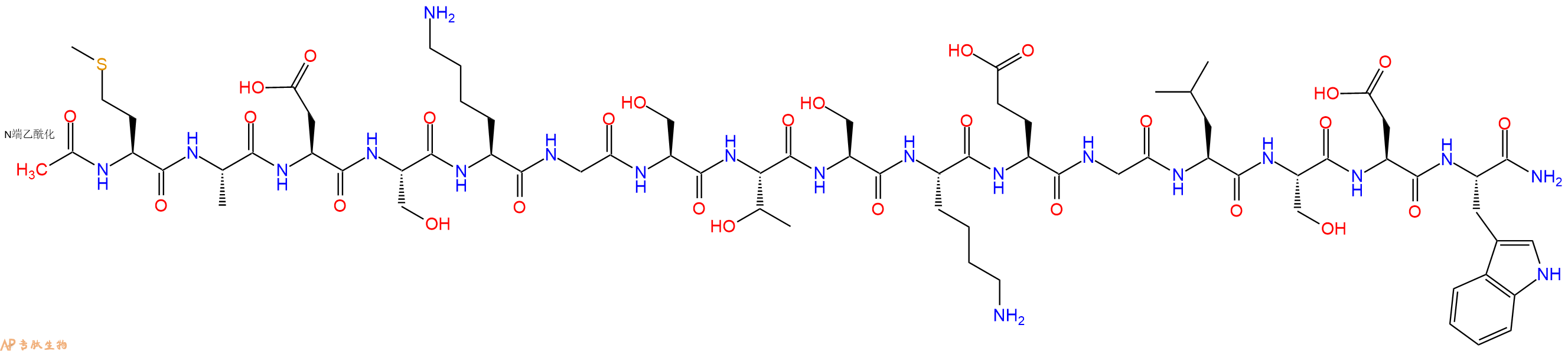 专肽生物产品Ac-Met-Ala-Asp-Ser-Lys-Gly-Ser-Thr-Ser-Lys-Glu-Gly-Leu-Ser-Asp-Trp-CONH2
