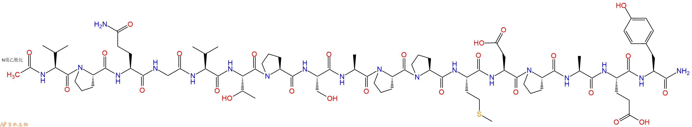 专肽生物产品Ac-Val-Pro-Gln-Gly-Val-Thr-Pro-Ser-Ala-Pro-Pro-Met-Asp-Pro-Ala-Glu-Tyr-CONH2