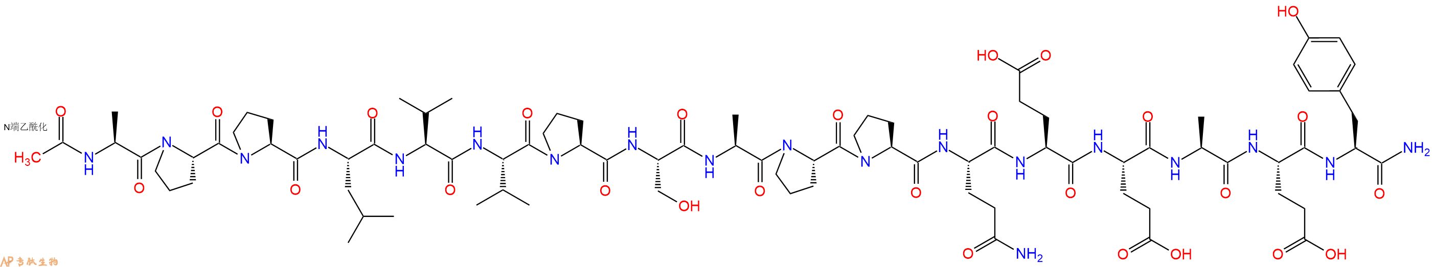 专肽生物产品Ac-Ala-Pro-Pro-Leu-Val-Val-Pro-Ser-Ala-Pro-Pro-Gln-Glu-Glu-Ala-Glu-Tyr-CONH2
