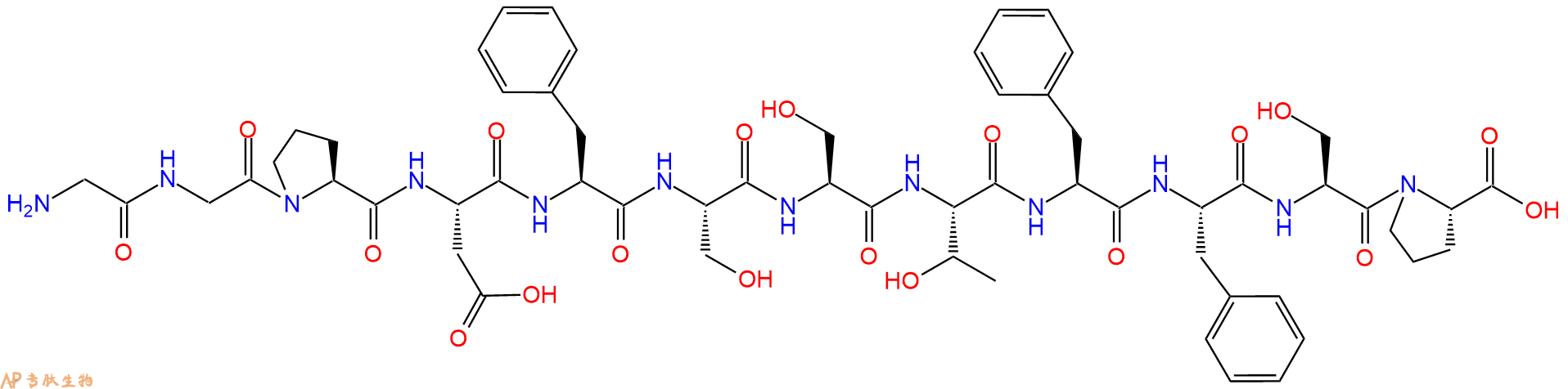 专肽生物产品H2N-Gly-Gly-Pro-Asp-Phe-Ser-Ser-Thr-Phe-Phe-Ser-Pro-OH