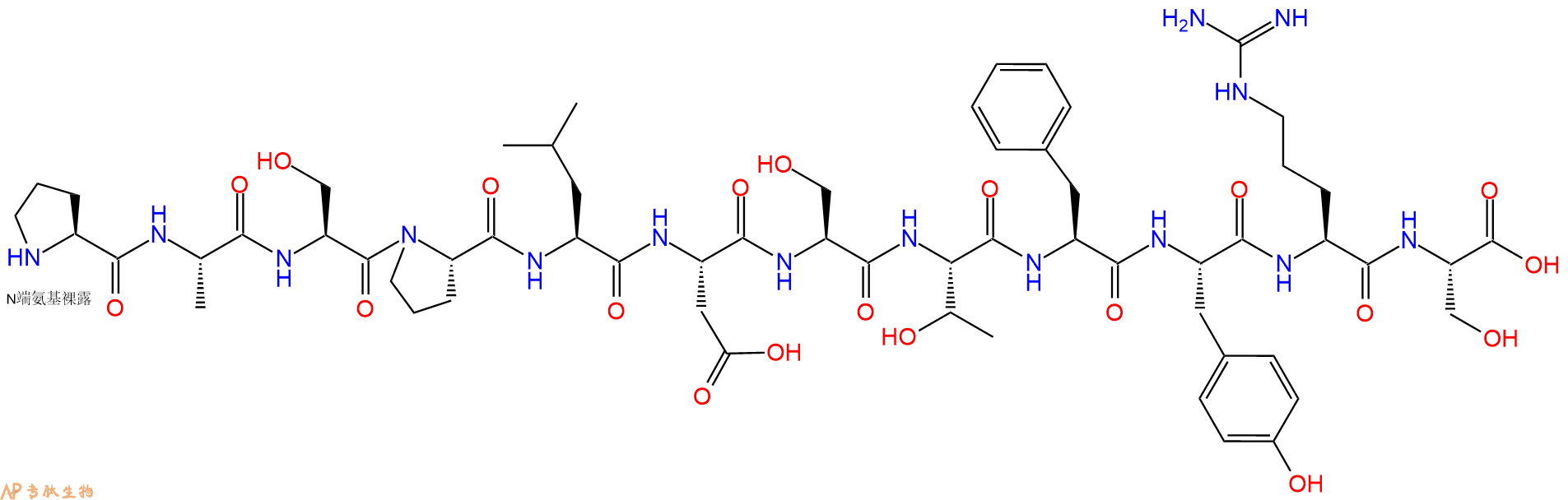 专肽生物产品H2N-Pro-Ala-Ser-Pro-Leu-Asp-Ser-Thr-Phe-Tyr-Arg-Ser-OH