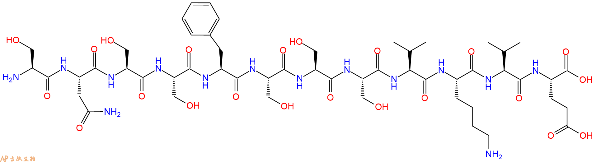 专肽生物产品H2N-Ser-Asn-Ser-Ser-Phe-Ser-Ser-Ser-Val-Lys-Val-Glu-OH