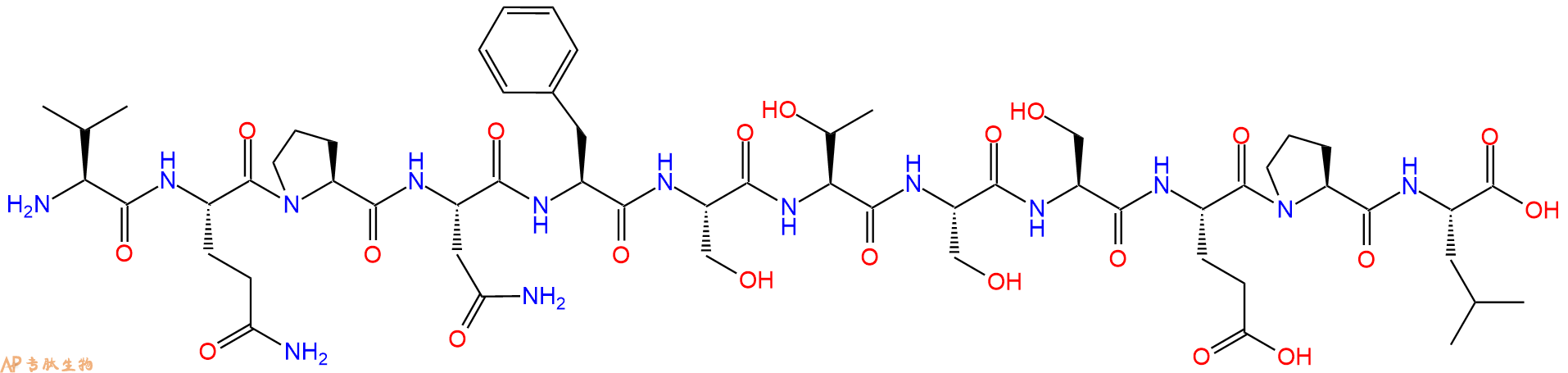 专肽生物产品H2N-Val-Gln-Pro-Asn-Phe-Ser-Thr-Ser-Ser-Glu-Pro-Leu-OH