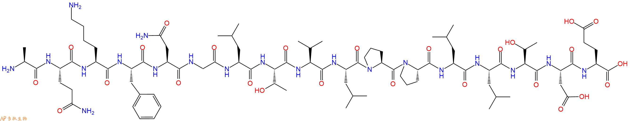 专肽生物产品H2N-Ala-Gln-Lys-Phe-Asn-Gly-Leu-Thr-Val-Leu-Pro-Pro-Leu-Leu-Thr-Asp-Glu-OH