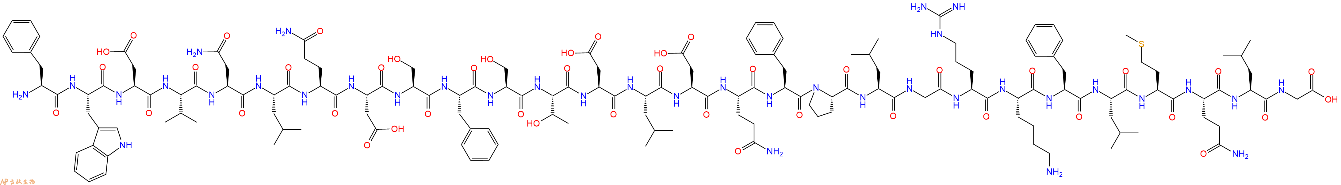 专肽生物产品H2N-Phe-Trp-Asp-Val-Asn-Leu-Gln-Asp-Ser-Phe-Ser-Thr-Asp-Leu-Asp-Gln-Phe-Pro-Leu-Gly-Arg-Lys-Phe-Leu-Met-Gln-Leu-Gly-OH