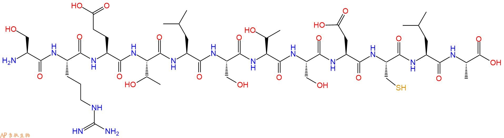 专肽生物产品H2N-Ser-Arg-Glu-Thr-Leu-Ser-Thr-Ser-Asp-Cys-Leu-Ala-OH