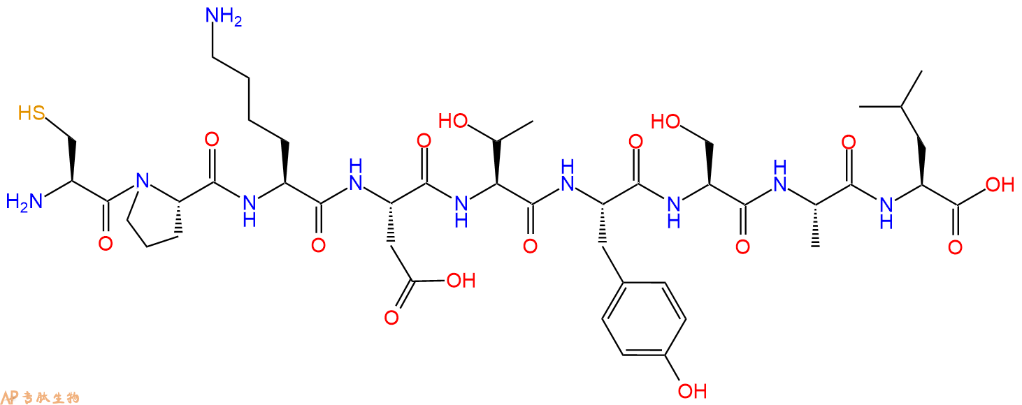专肽生物产品H2N-Cys-Pro-Lys-Asp-Thr-Tyr-Ser-Ala-Leu-OH