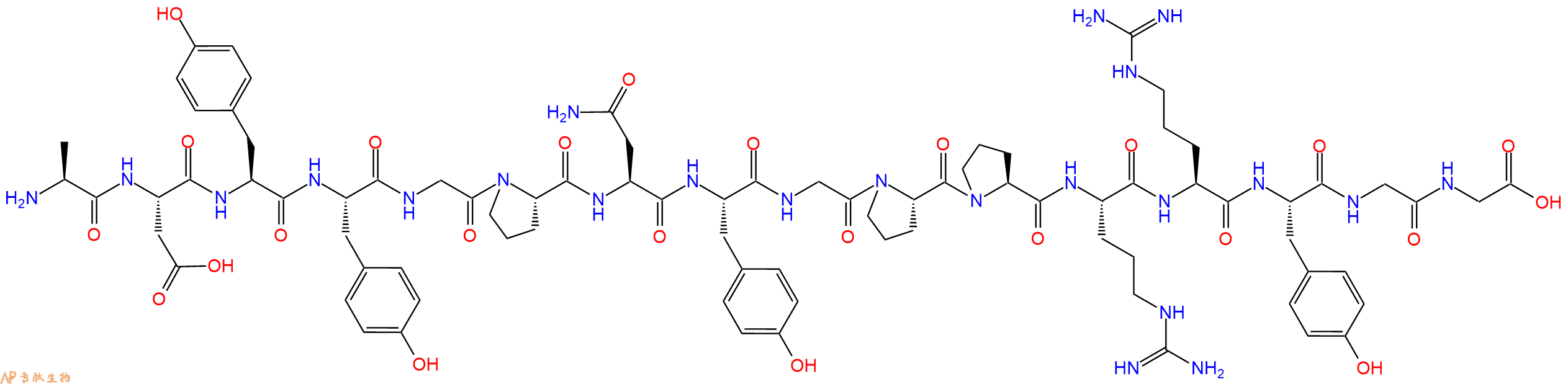 专肽生物产品H2N-Ala-Asp-Tyr-Tyr-Gly-Pro-Asn-Tyr-Gly-Pro-Pro-Arg-Arg-Tyr-Gly-Gly-OH