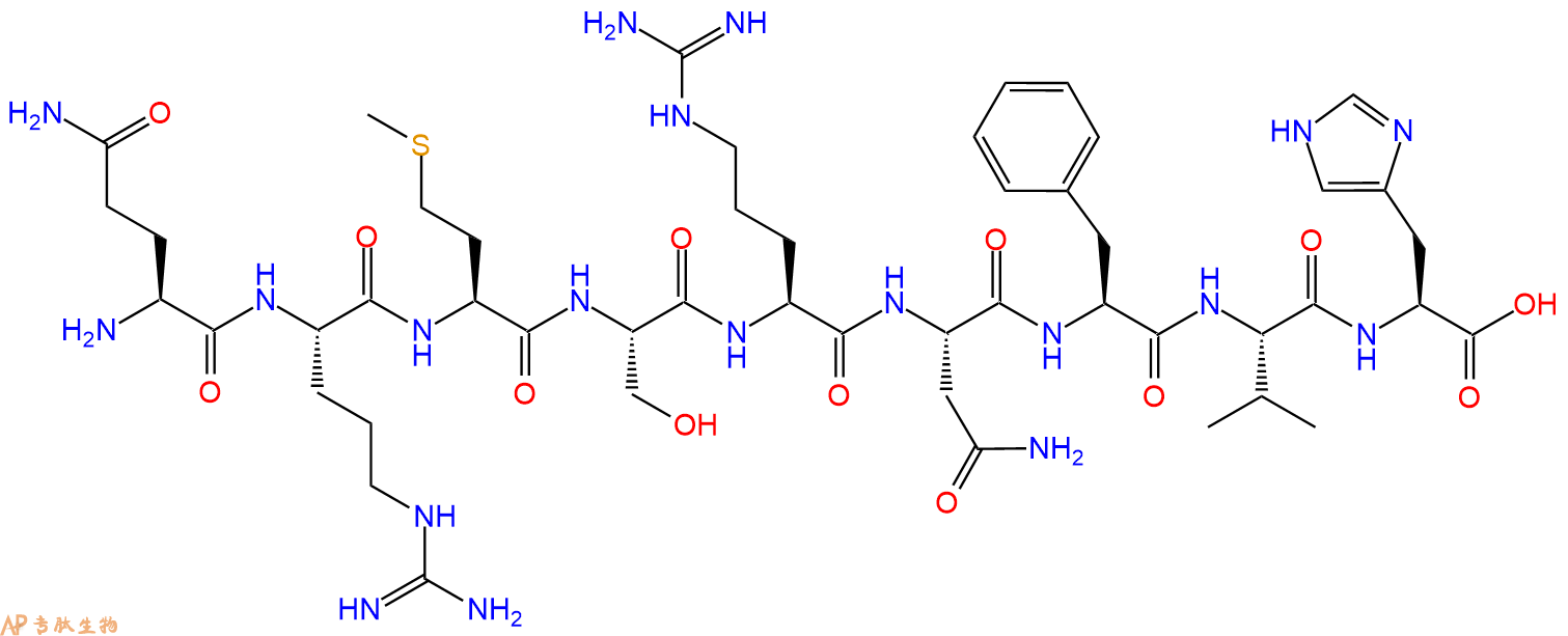 专肽生物产品H2N-Gln-Arg-Met-Ser-Arg-Asn-Phe-Val-His-OH