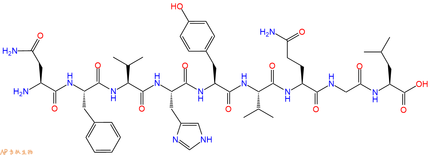 专肽生物产品H2N-Asn-Phe-Val-His-Tyr-Val-Gln-Gly-Leu-OH
