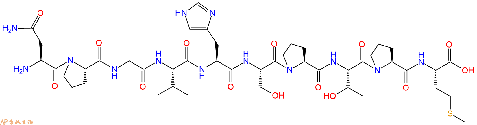 专肽生物产品H2N-Asn-Pro-Gly-Val-His-Ser-Pro-Thr-Pro-Met-OH