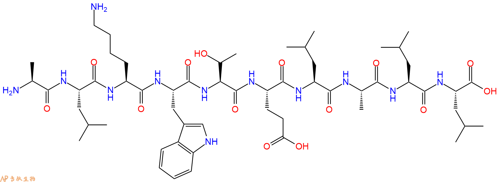 专肽生物产品H2N-Ala-Leu-Lys-Trp-Thr-Glu-Leu-Ala-Leu-Leu-OH