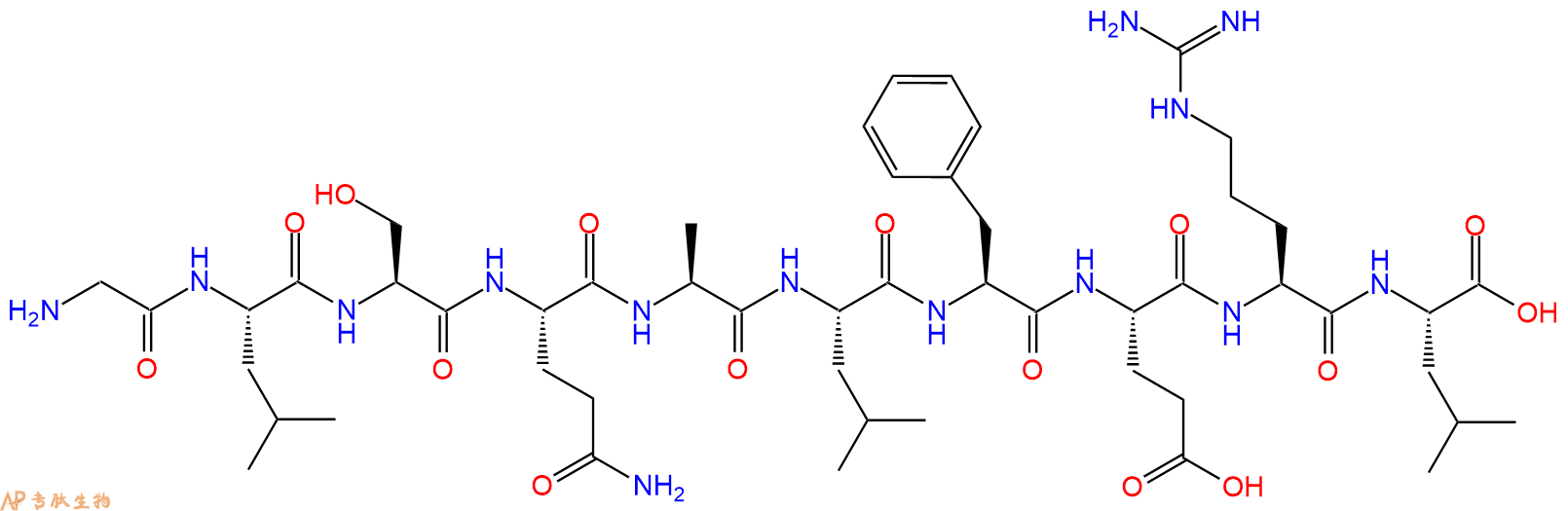 专肽生物产品H2N-Gly-Leu-Ser-Gln-Ala-Leu-Phe-Glu-Arg-Leu-OH